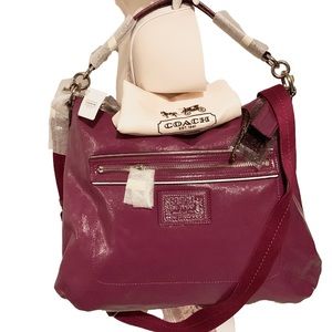 🌻COACH 20108 🌻 BERRY POPPY DAISY SWING LIQUID GLOSS HOBO MSRP $298